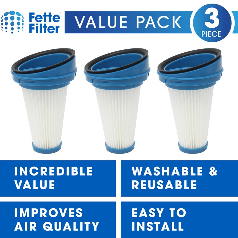 Fette Filter فلتر بديل لوعاء الغبار للشفاطات الكهربائية بلاك آند ديكر SVF11 - عبوة 3 قطع تناسب المكانس اللاسلكية الليثيوم 2 في 1 HSV320J HSV420J HSV520J HSV320J32 HSV420J42 HSV520J01 SVA420B SVA520B - Image 1